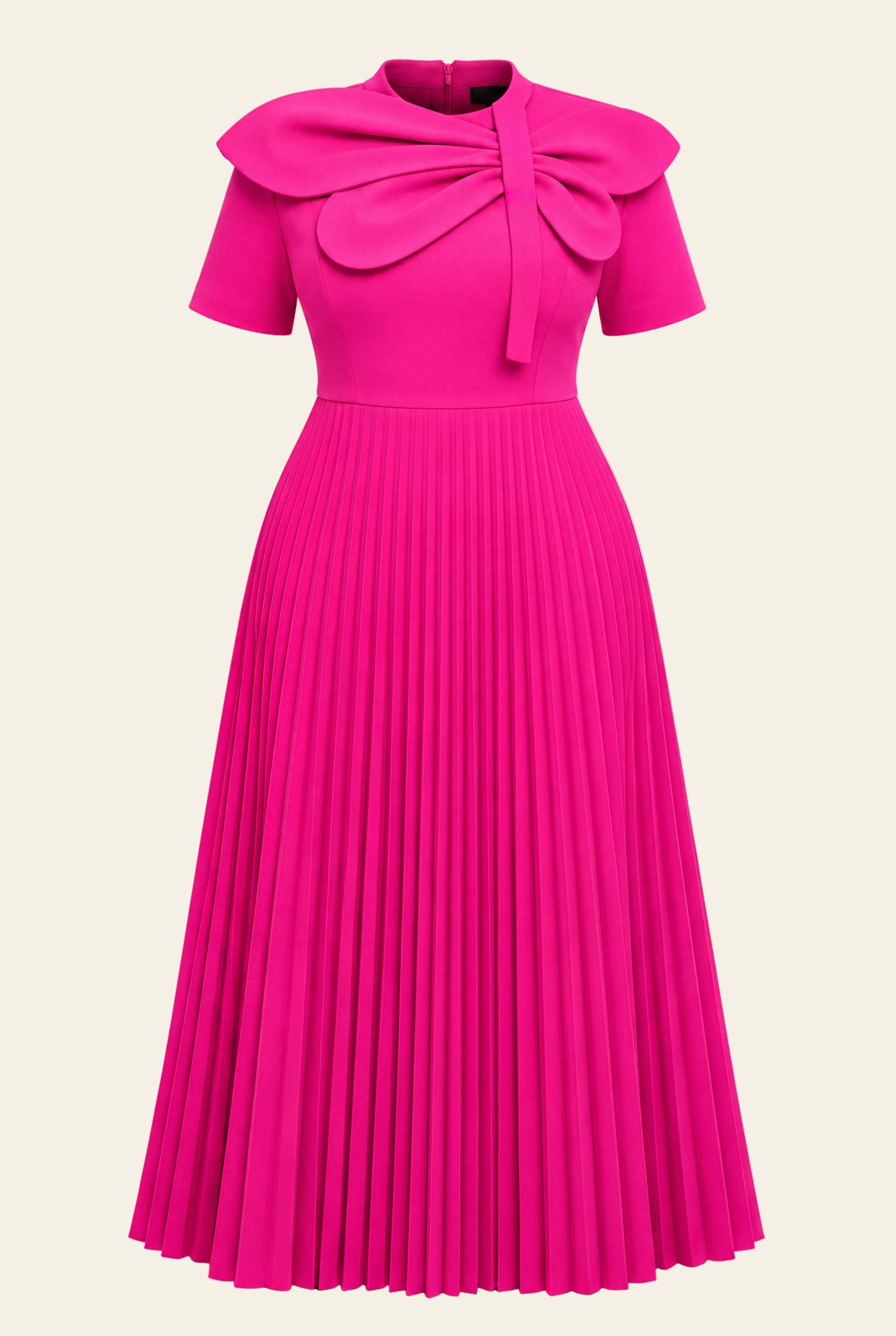 Bow Dress in Pink, a short sleeve maxi structured occasion dress from By Mikaye