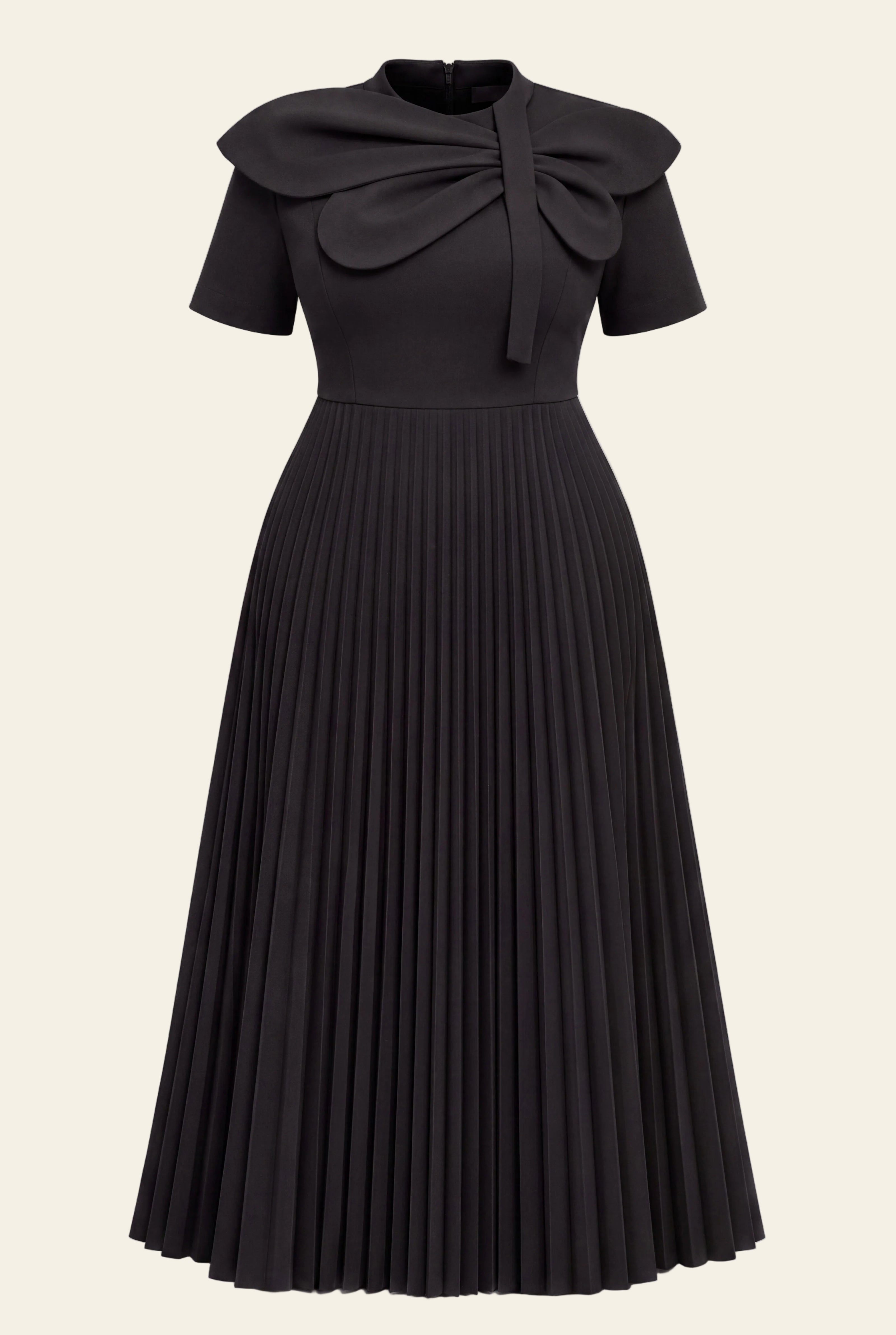Bow Dress in Black, a short sleeve maxi structured occasion dress from By Mikaye