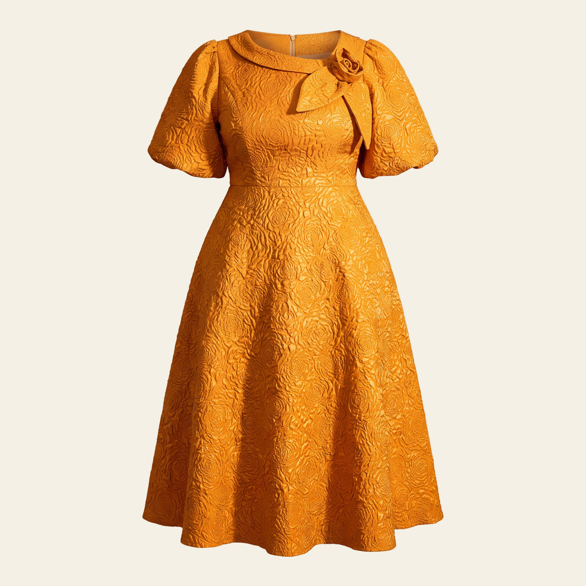 Marigold Jacquard Rose Midi Dress