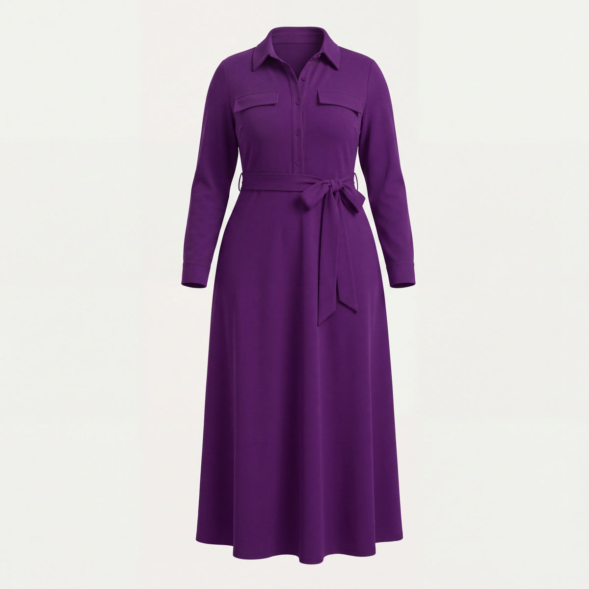 Amara Belted Maxi Shirt Dress - Royal Purple