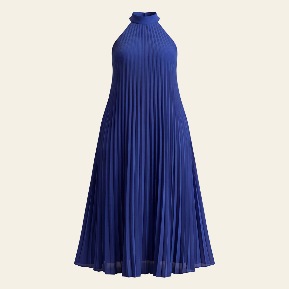 Celeste Pleated Halter Maxi Dress - Cobalt Blue