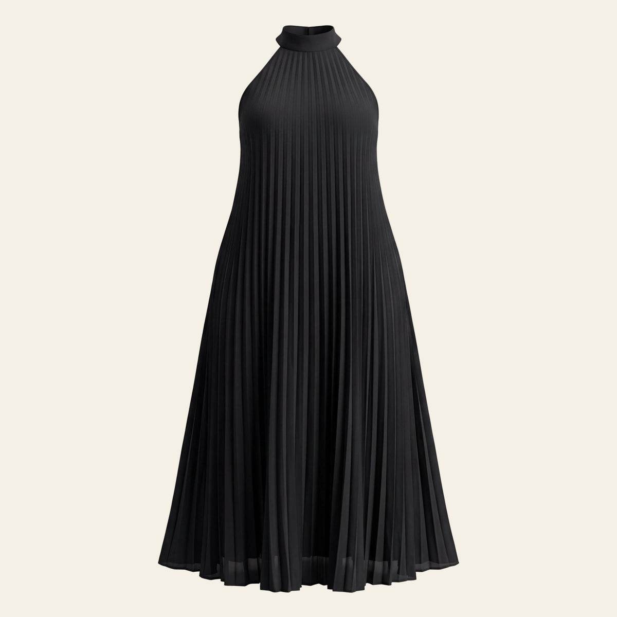 Celeste Pleated Halter Maxi Dress - Black