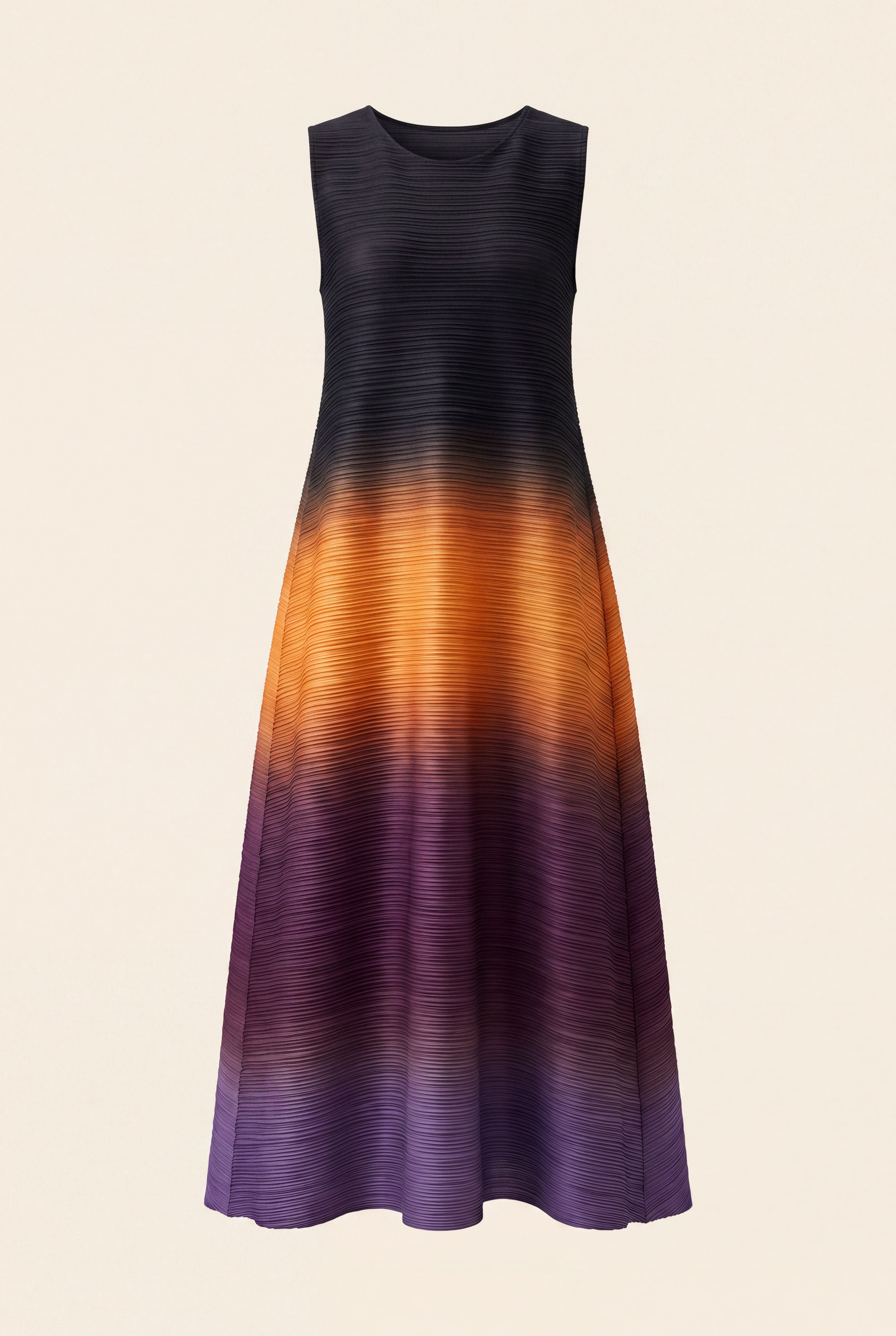 Aster Dress in Plum, a sleeveless maxi pleated stretch bouncy dress from By Mikaye