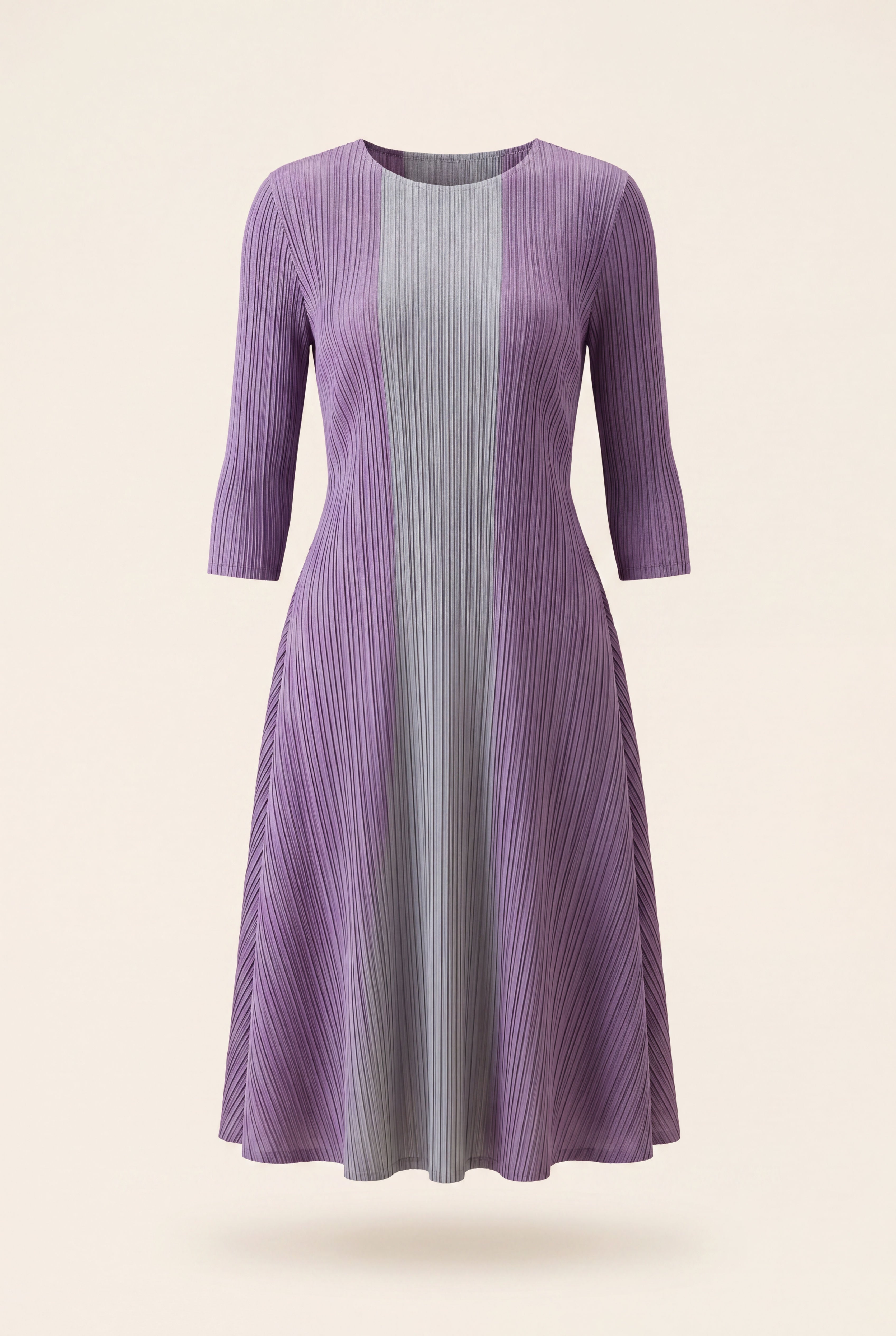 Amber Dress in Purple, a three quarter sleeve midi structured occasion dress from By Mikaye