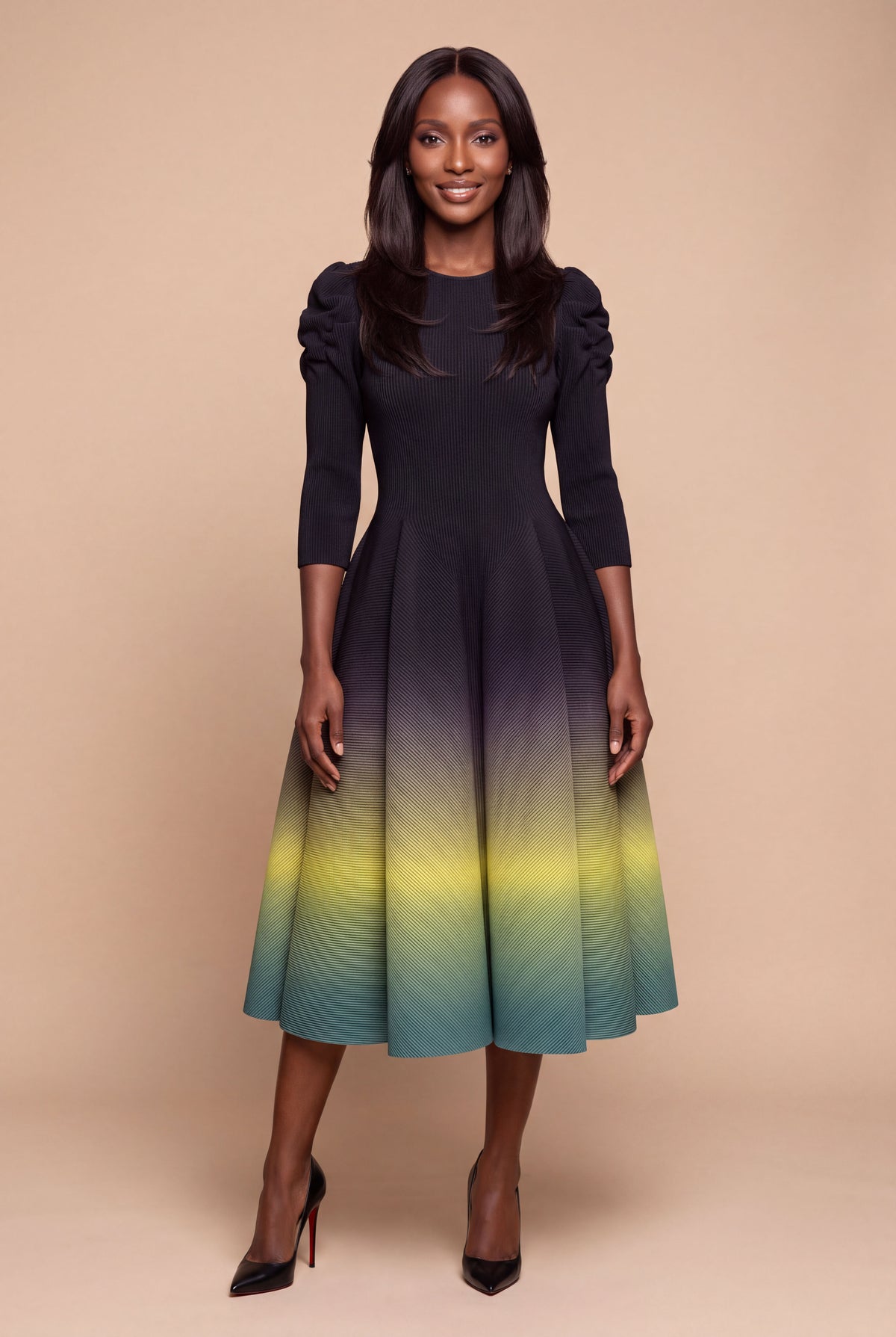 Camellia Ombre Dress – Black