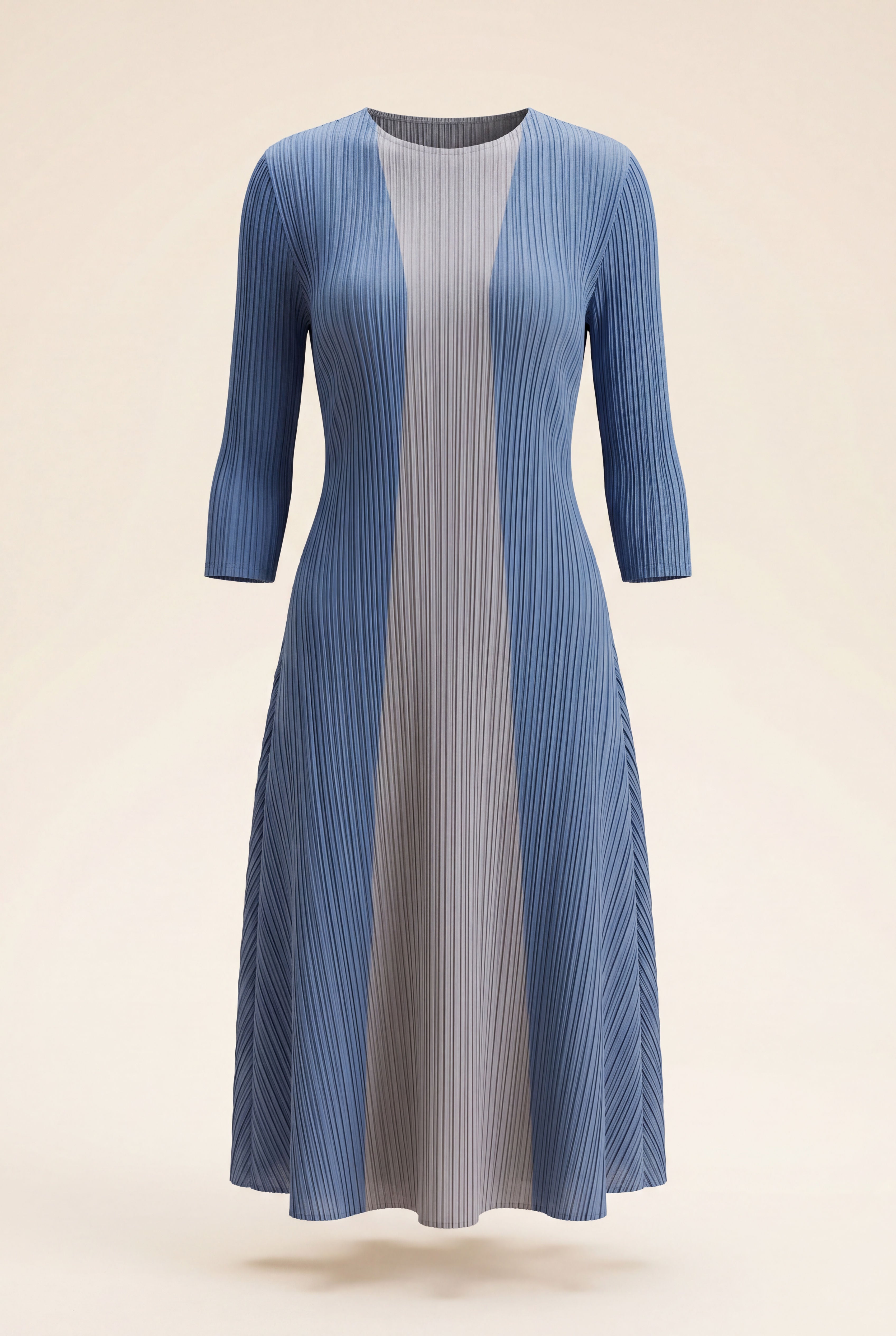 Amber Dress in Blue, a three quarter sleeve midi structured occasion dress from By Mikaye