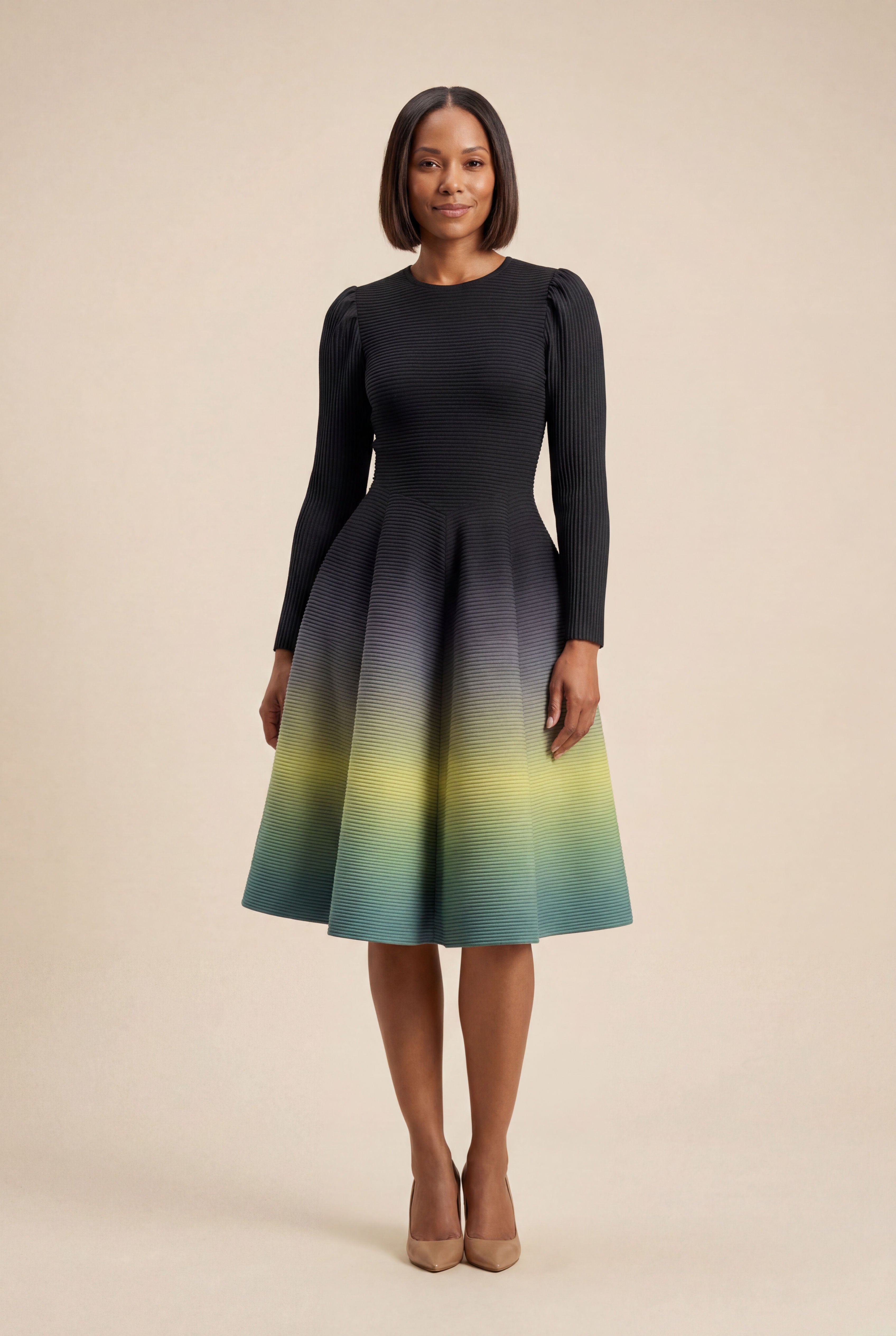 Camellia Ombre Dress – Black