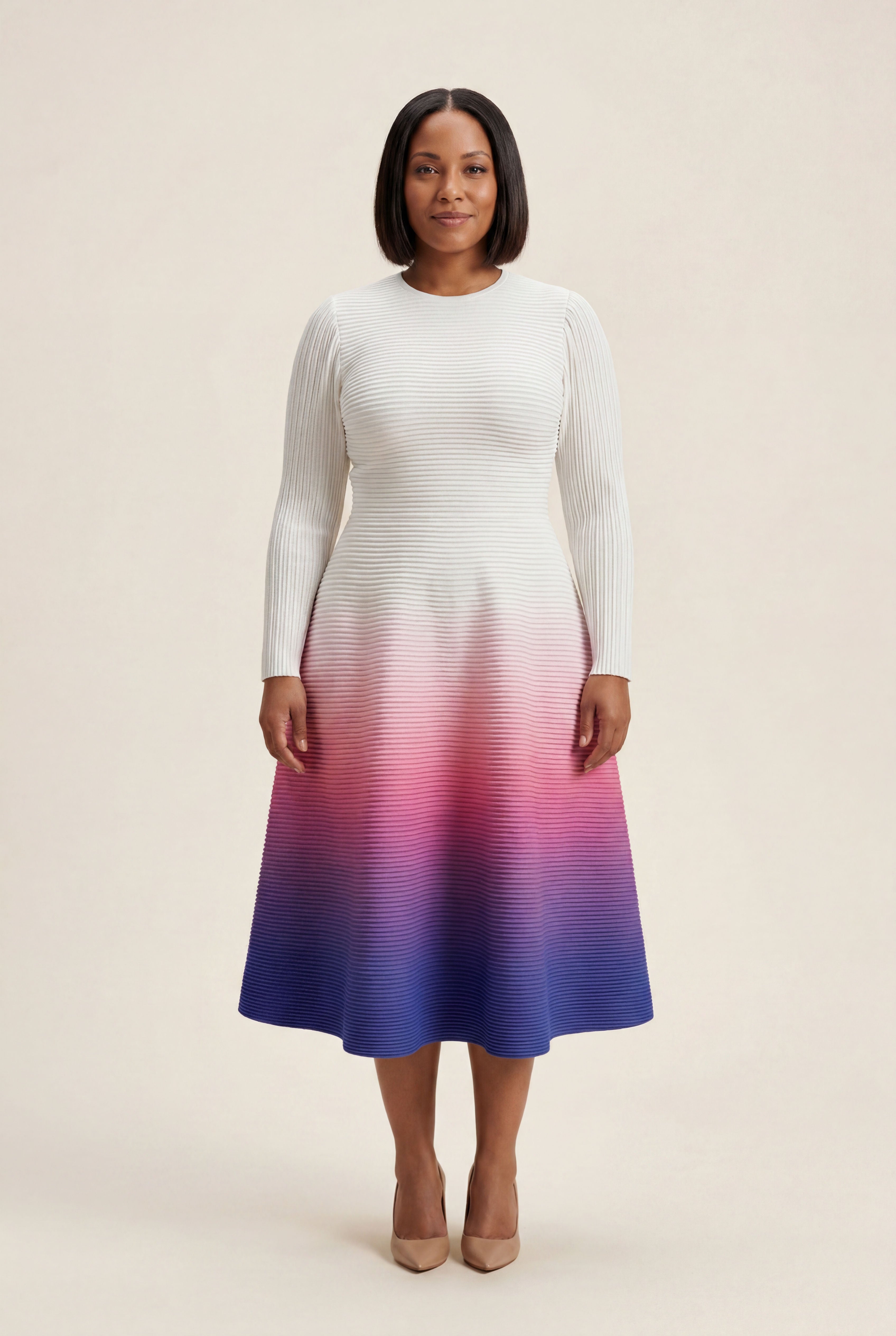 Camellia Ombre Dress – White