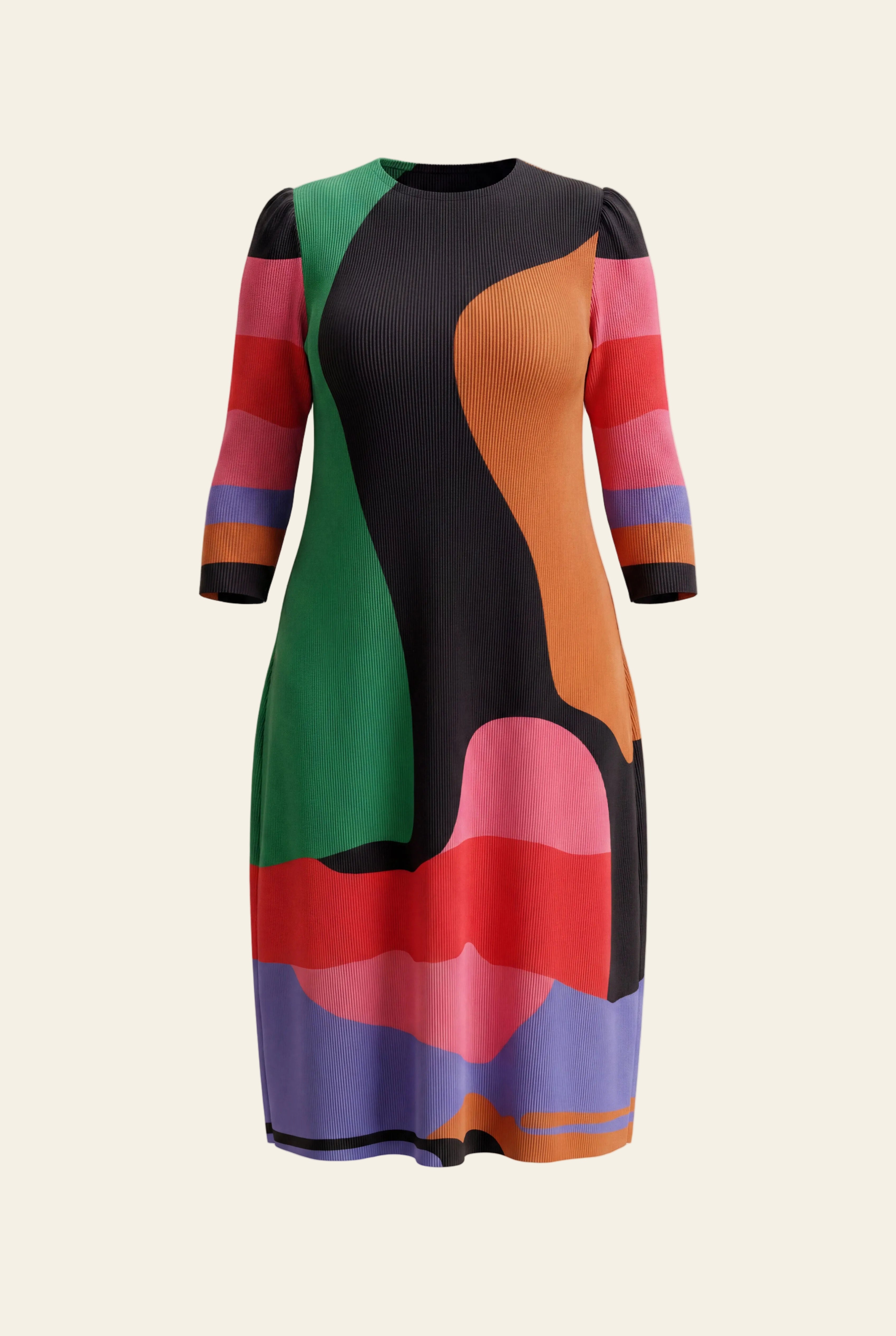 Peony Dress – Color Block-thumbmail-1