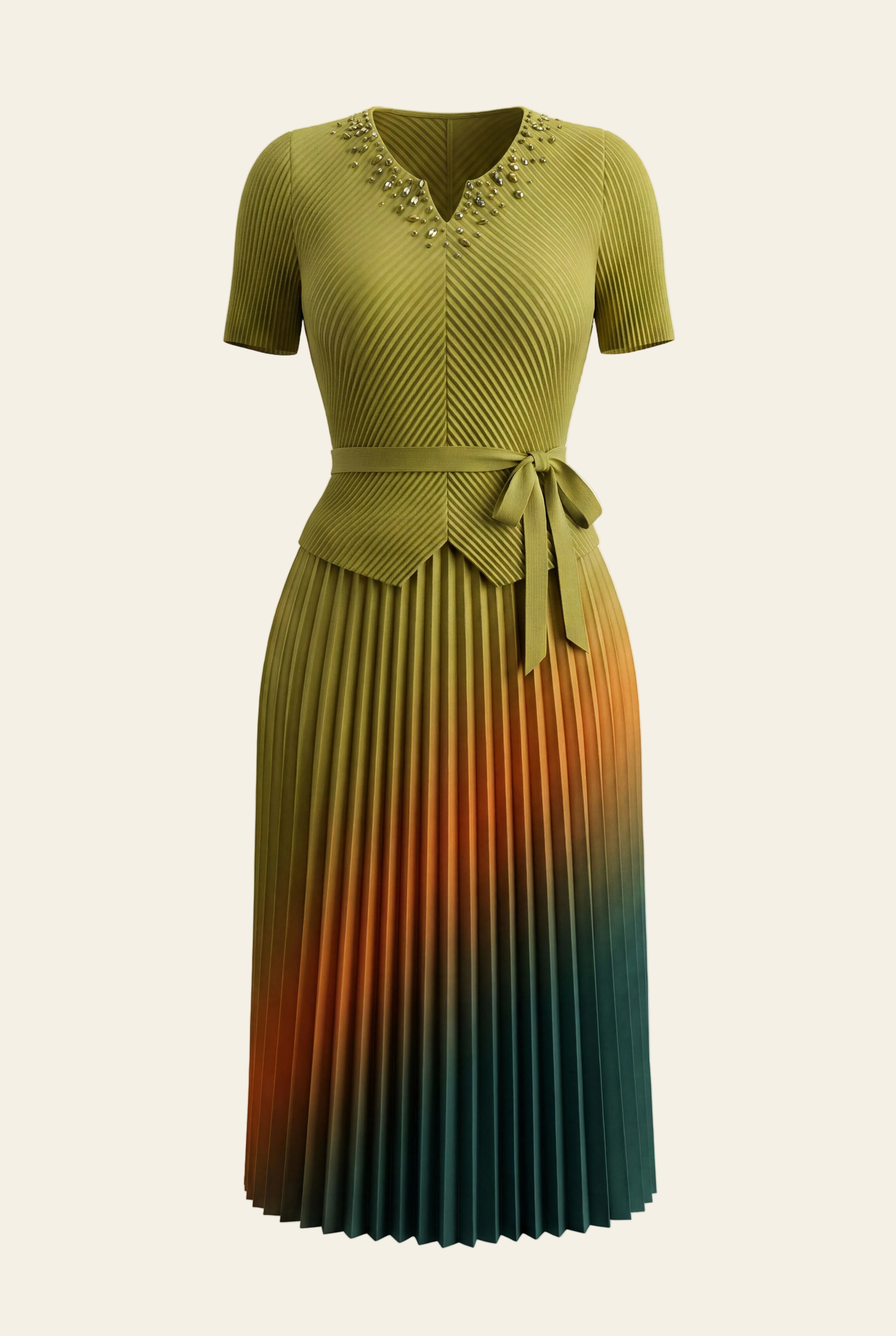 Aurora Dress in Green, a short sleeve maxi structured occasion dress from By Mikaye