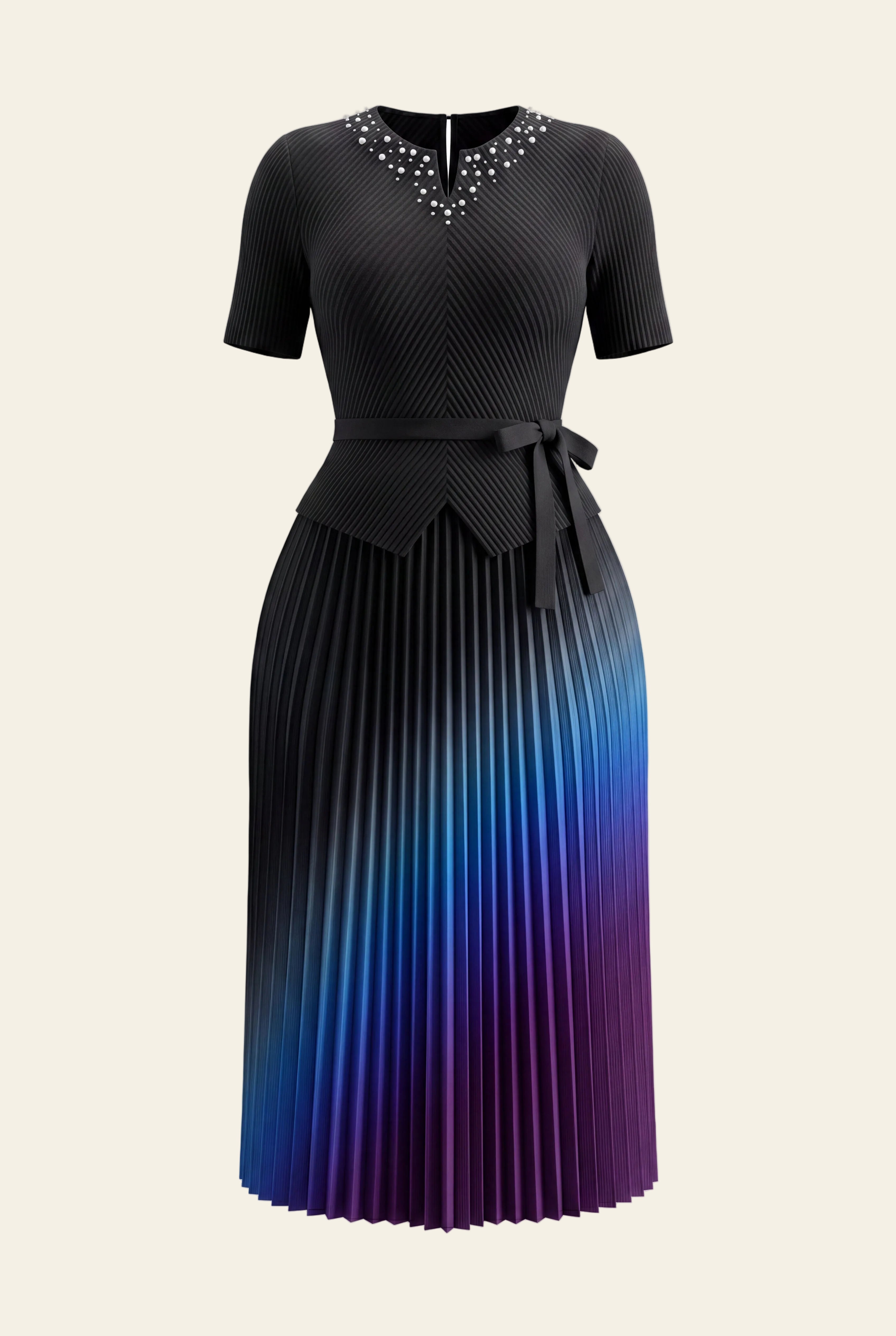 Aurora Dress in Blue, a short sleeve maxi structured occasion dress from By Mikaye