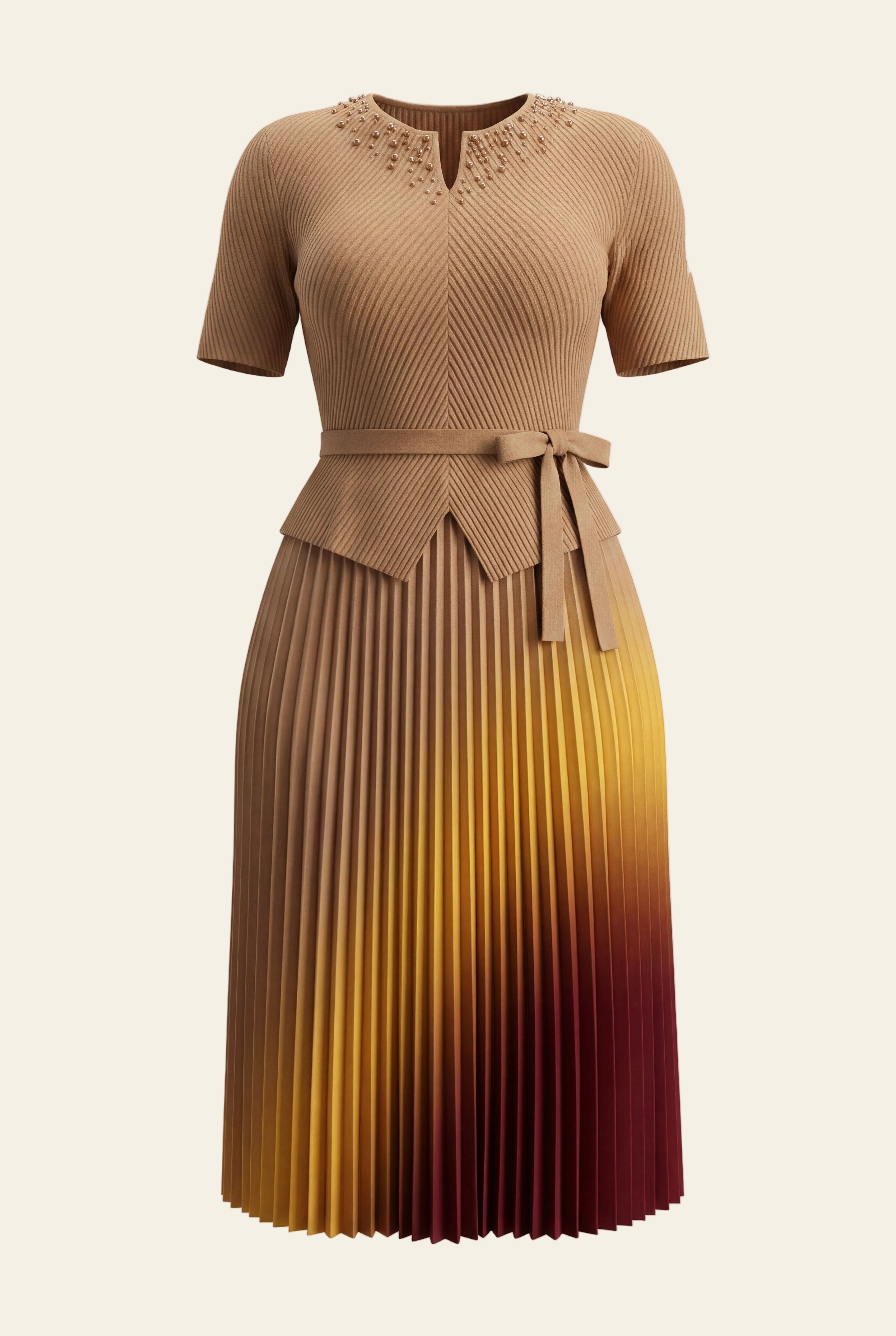 Aurora Dress in Brown, a short sleeve maxi structured occasion dress from By Mikaye