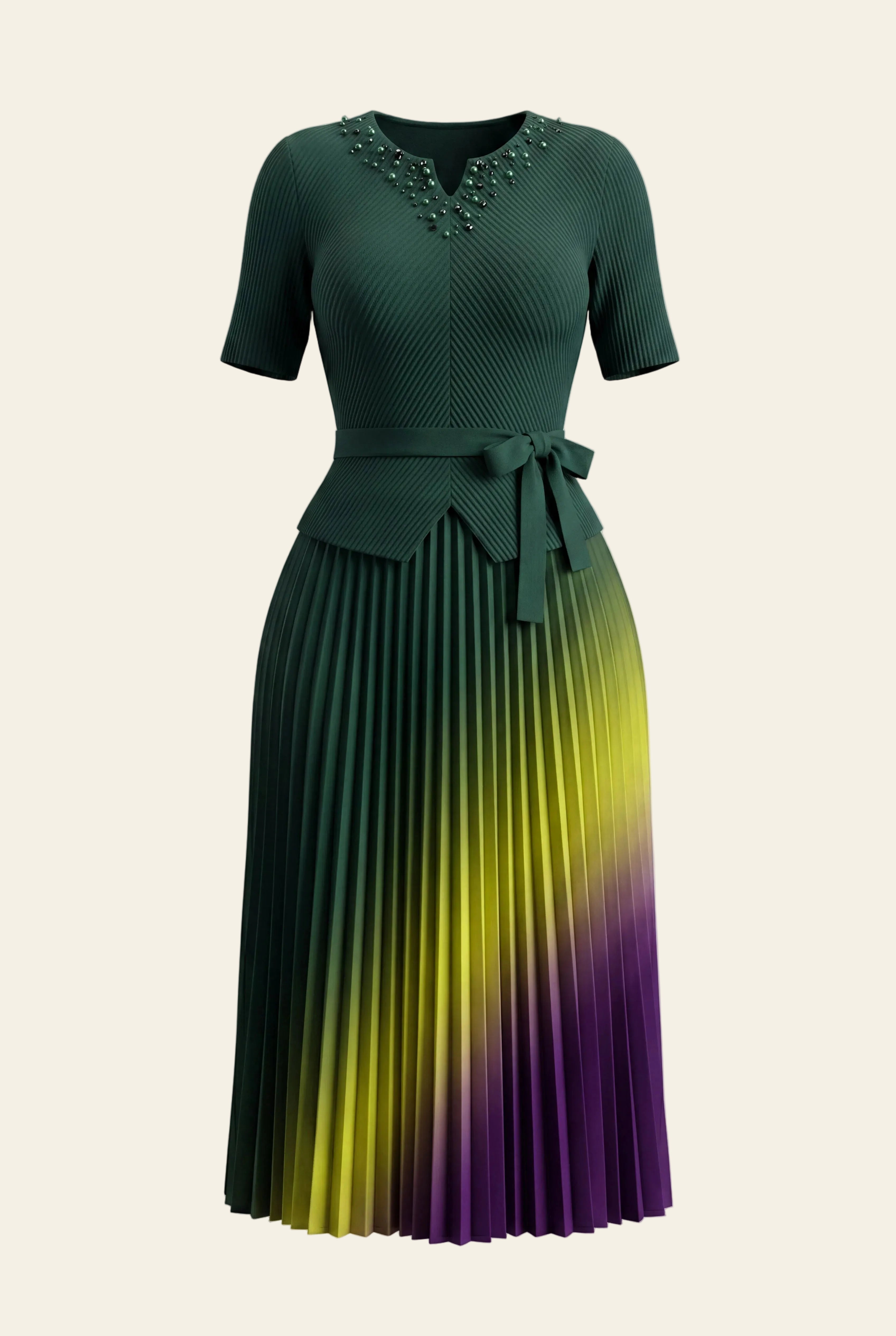 Aurora Dress in Emerald, a short sleeve maxi structured occasion dress from By Mikaye